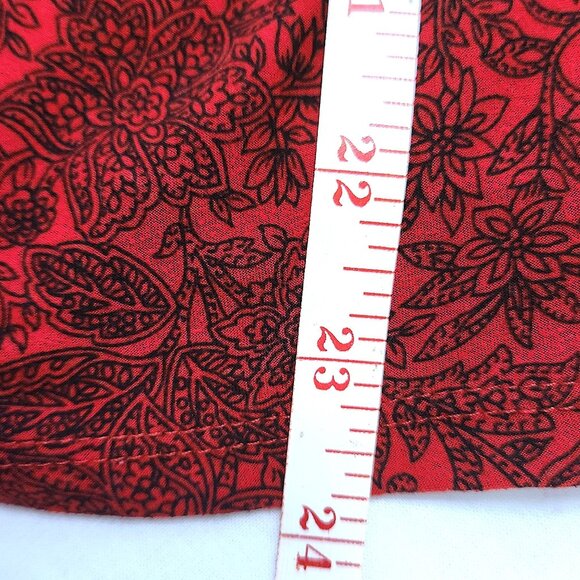 Rafaella Red with Black Print Wrap & Ruched Front V-Neck Blouse Size L - Picture 14 of 14